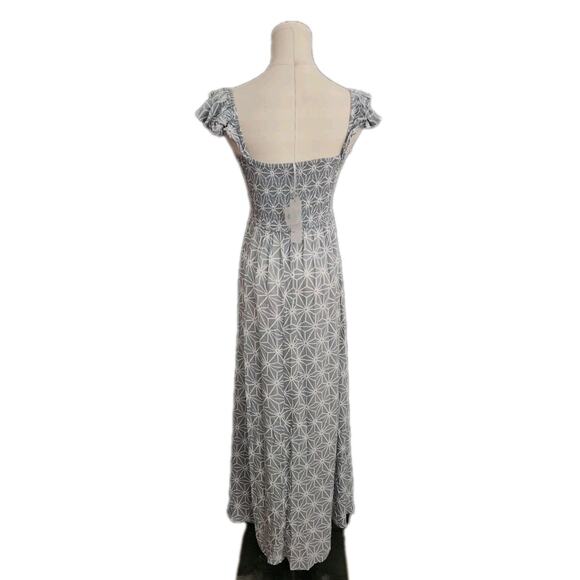 NWT Tiare Hawaii Womens Hollie Maxi Dress Aqua Blue/gray Geo Print One Size All - Picture 2 of 5